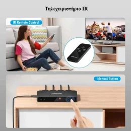  Lemorele G99 HDMI Switch 3-σε-1 με Τηλεχειριστήριο (4K@30Hz/HDMI 2.0/USB-C Τροφοδοσία) Bl (Thumb 3)