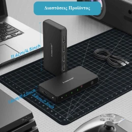  Lemorele G99 HDMI Switch 3-σε-1 με Τηλεχειριστήριο (4K@30Hz/HDMI 2.0/USB-C Τροφοδοσία) Bl (Thumb 8)