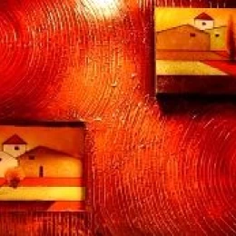 Πίνακας Ζωγραφικής σε Ξύλο 3D Art -Κόκκινο Φόντο 3D - C            160 X 60 (Thumb 2)