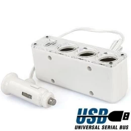 ΠΟΛΥΜΠΡΙΖΟ ΑΝΑΠΤΗΡΑ ΑΥΤΟΚΙΝΗΤΟΥ 1 ΣΕ 3 + USB OEM (Thumb 1)