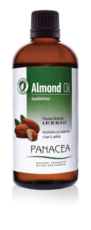 Almond Oil 100ml Panacea Natural Products - Λάδι Αμυγδάλου Κατάλληλο για Πρόσωπο, Σώμα, Μα