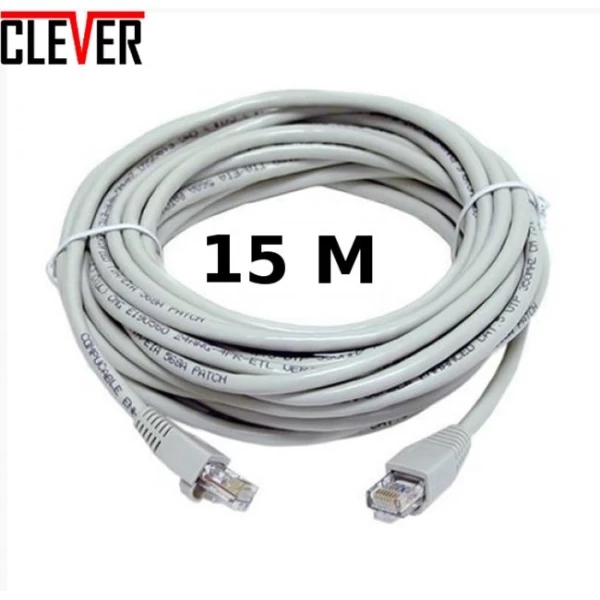 Καλώδιο δικτύου Ethernet CAT5E 15μ - Εσωτερικού + Εξωτερικού Χώρου με φις RG 4545 ΟΕΜ (Pre