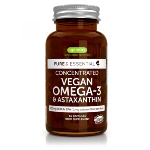 Vegan Ωμέγα -3 DHA EPA 600mg & Ασταξανθίνη Pure & Essential 60 caps (Preview 1)