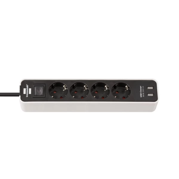  Πολύπριζο 4 θέσεων με usb και διακόπτη 1153240026 Brennenstuhl (Preview 1)