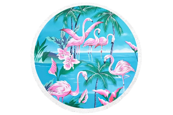 Πετσέτα Θαλάσσης Στρόγγυλη MORSETO Flamingo Τιρκουάζ Φ150 (Preview 1)