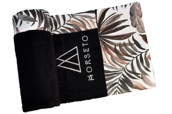 Πετσέτα Θαλάσσης MORSETO Luxury Black Leaves 145 x 80cm (Preview 1)