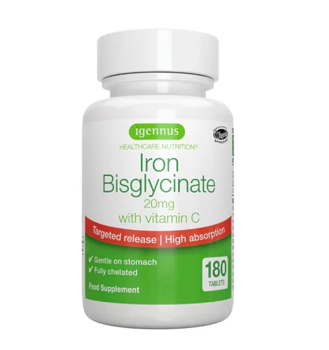 Δισγλυκινικός Σίδηρος 20mg Με Βιταμίνη C Iron Bisglysinate Igennus 180 tabs (Preview 1)