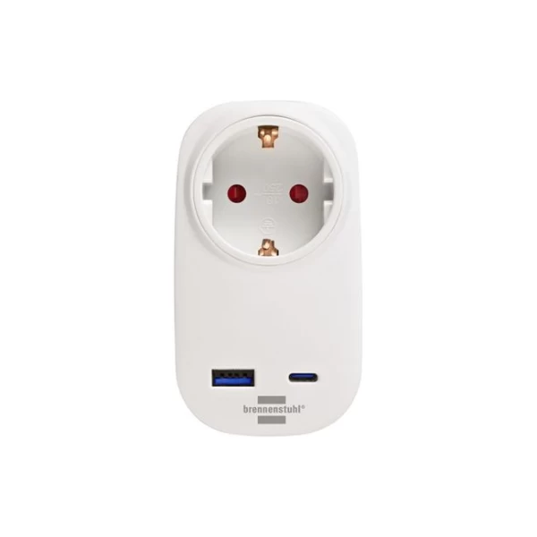 Αντάπτορας σούκο με USB-C 20W και USB-A 18W BRENNENSTUHL 1508210010 (Preview 1)