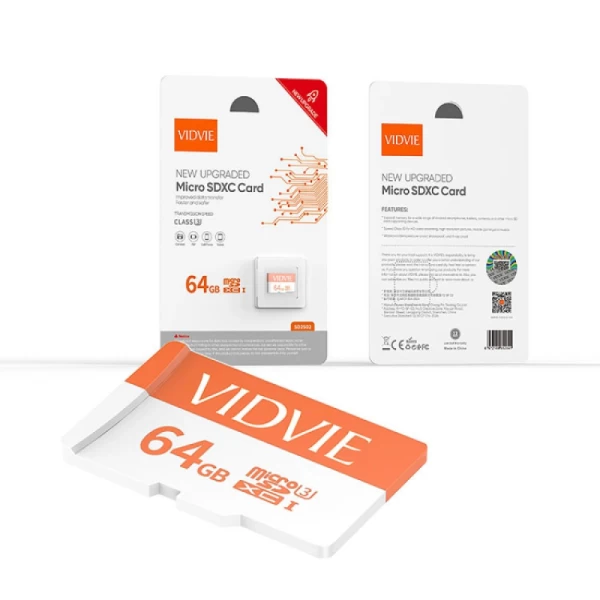  VIDVIE SD2502 Micro SDHC 64GB Class U3 Κάρτα Μνήμης mSD 100R/50W (Preview 1)