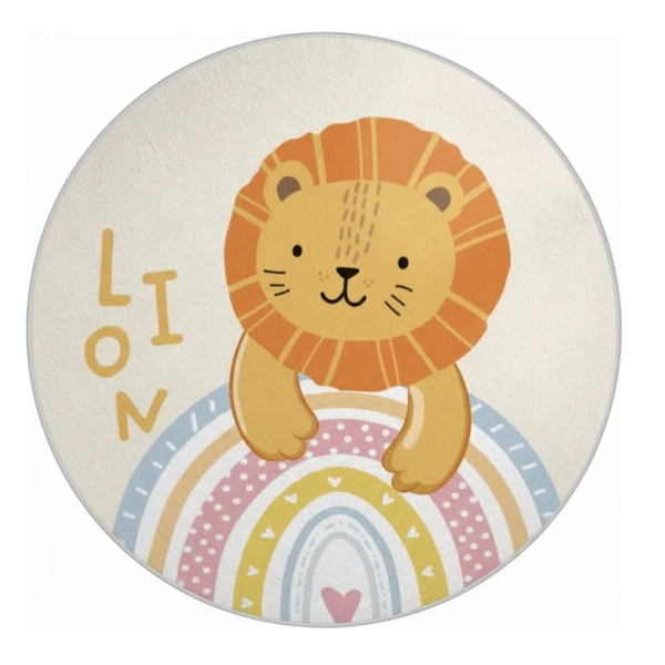  Giggles & Co. Στρογγυλό Παιδικό Play Rug “Lion Laughs” – Μαλακό 3εκ. (Ø120 εκ.) (Preview 