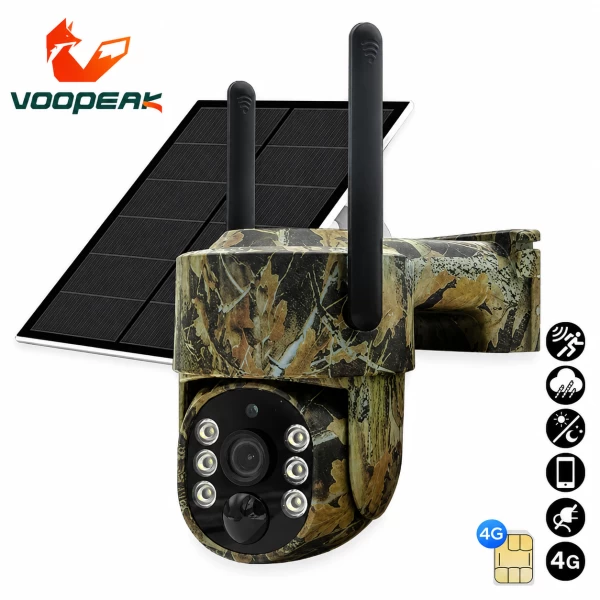  Voopeak TC32 4G LTE Solar Κάμερα Εξωτερικού Χώρου Περιστρεφόμενη 360° (4MP/PIR/Ανίχνευση 
