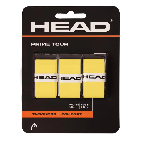 PRIME TOUR REGULAR 3X YW YELLOW OVERGRIP TENNIS HEAD