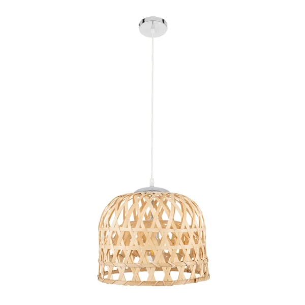Bamboo Light - Κρεμαστό Μονόφωτο E27 Boho Μπαμπού Φυσικό Πλέγμα - Μ35 x Π35 x Υ22cm (Previ