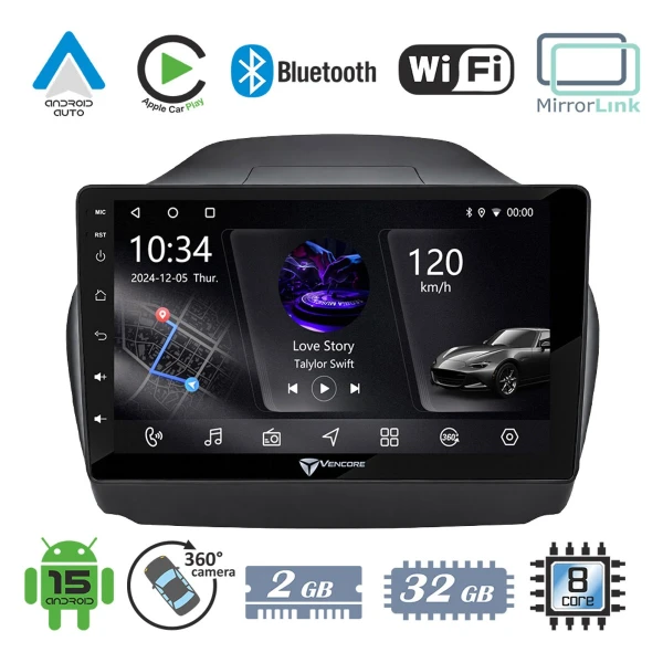 VenCore 3236-10006-0029B - Οθόνη Multimedia Android 15 10 PX5S Octa-Core 2GB/32GB IPS με Π