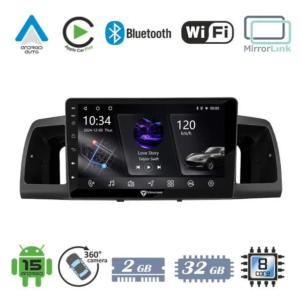 VenCore 3236-10005-0254B - Οθόνη Multimedia Android 15 9 PX5S Octa-Core 2GB/32GB IPS με Πρ