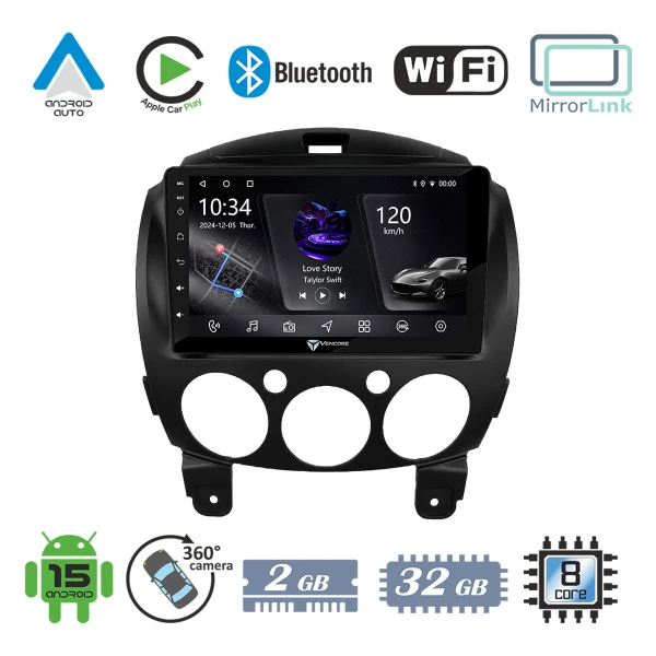 VenCore 3236-10005-0667B - Οθόνη Multimedia Android 15 9 PX5S Octa-Core 2GB/32GB IPS με Πρ