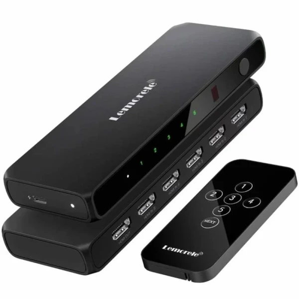  Lemorele G96 HDMI Switch 5-σε-1 με Τηλεχειριστήριο IR (4K@60Hz/HDCP/Plug & Play) Black