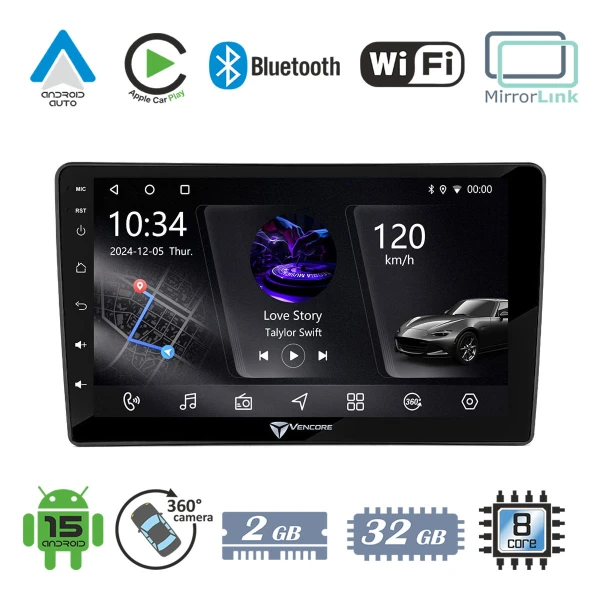 VenCore 3236-10005-0798B1 - Οθόνη Multimedia Android 15 9 PX5S Octa-Core 2GB/32GB IPS με Π