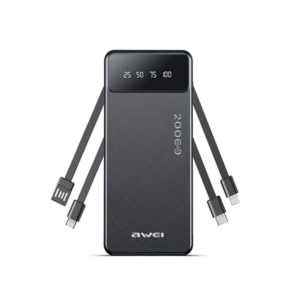 Power Bank 20.000mAh με 3 ενσωματωμένες εξόδους φόρτισης κινητών - Ψηφιακή ένδειξη κατάστα
