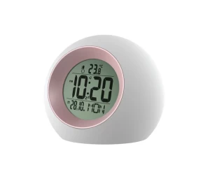 Ρολόι θερμόμετρο ψηφιακό Telco Mod. E0325 Λευκό Ροζ - Ένδειξη θερμοκρασίας - ημερομηνίας - ώρας 