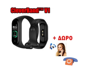 CleverBand V1 ΜΑΥΡΟ  Το 1ο Πιστοποιημένο Smartwatch με ΘερμόμετροΠιεσόμετροΟξύμετροΠαλμογράφοΑνάλυση Ποιότητας ΎπνουΘερμιδομετρητήΒηματομετρητή 