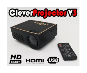CleverProjector V3  1000 Lumens FULL HD με ΕΝΣΩΜΑΤΩΜΕΝΑ ηχεία  Φορητό Home Cinema  Σύνδεση με Οποιαδήποτε Συσκευή  HDMI  Card Reader  αναλυση HD Ready  24 εως 60 ίντσες  Ανάλυση 1080p OEM