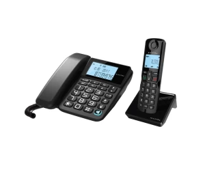 Alcatel  Σετ Ασύρματο και Ενσύρματο τηλέφωνο με αναγνώριση κλήσης στην αναμονή Μαύρο Combo S250 