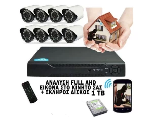 Clever SecurityCam  Διαδικτυακό cloud καταγραφικό DVR FULL AHD 8 καμερών  νυχτερινής λή
