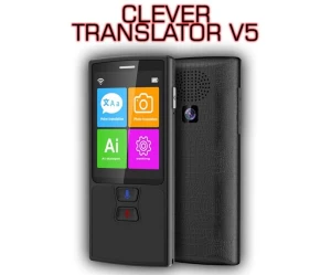 Μεταφραστής Ομιλών CLEVER V5  Οθόνη αφής 2,4 ιντσών LCD  Κάμερα και μετάφραση φωτογραφίας κειμένου  WiFi 2.4ghz  72 γλώσσες  Εως 9 γλώσσες χωρίς σύνδεση στο Ίντερνετ 