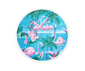 Πετσέτα Θαλάσσης Στρόγγυλη MORSETO Flamingo Τιρκουάζ Φ150