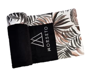 Πετσέτα Θαλάσσης MORSETO Luxury Black Leaves 145 x 80cm