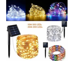 100 ηλιακά χριστουγεννιάτικα λαμπάκια LED αδιάβροχα διακοσμητικά για την βεράντα και τον κ