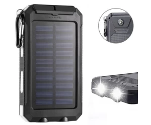 Ηλιακό power bank 20.000mAh με 2 θύρες φόρτισης, φακό και ενσωματωμένη πυξίδα