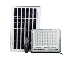 Ηλιακός προβολέας 100 Watt με τηλεχειριστήριο-αισθητήρα φωτός και χρονοδιακόπτη IP67