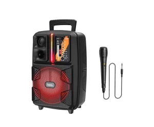 Multimedia Σύστημα Bluetooth V5.0 Karaoke LED - Φορητό Ηχείο με ενσύρματο μικρόφωνο και FM