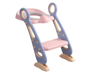  Giggles & Co. Αναδιπλούμενο Potty Training Toilet Seat με Σκαλοπάτι & Χερούλια, PU Μαξιλα