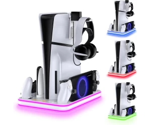  Βάση Φόρτισης PS5 / PS5 Slim & PS Portal με Ψύξη και RGB JYS-P5225 Λευκή