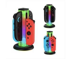  Βάση Φόρτισης 4 σε 1 Nintendo Switch / Switch 2 με LED & Touch JYS NS2318 Transparent