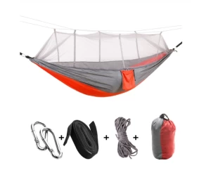  Kepeak Αιώρα Μονή με κουνουπιέρα 260x138cm - Orange-Grey B07L6KK2RT