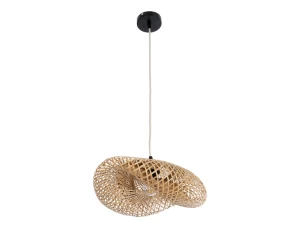 Bamboo Wave - Κρεμαστό Μονόφωτο E27 Boho Μπαμπού Φυσικό Πλέγμα - Μ40 x Π30 x Y18cm