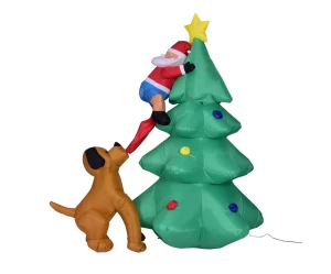 VenCore 8979-10004 - Santa Claus With Dog and Tree 1.8m - Χριστουγεννιάτικη Φιγούρα Φουσκω