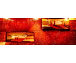 Πίνακας Ζωγραφικής σε Ξύλο 3D Art -Κόκκινο Φόντο 3D - C            160 X 60