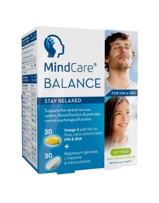 Συμπλήρωμα διατροφής γιά την Φροντίδα Και Ισορροπία Του Εγκεφάλου Mind Care Balance (30 + 30 κάψουλες) igennus