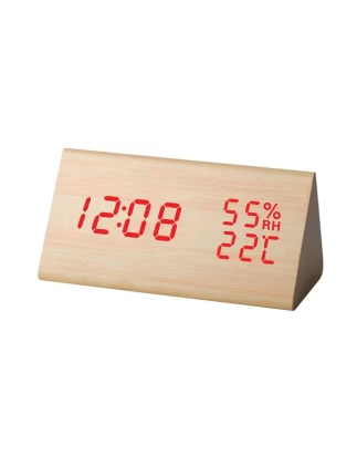 Ξύλινο Ψηφιακό Ρολόι - ξυπνητήρι με ένδειξη Θερμοκρασίας εσωτερικού χώρου - υγρασίας - ημερολόγιο