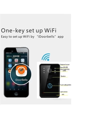 Κάμερα WiFi ενσωματωμένη στο κουδούνι πόρτας - Ειδοποίηση - Εικόνα και συνομιλία από το κινητό σας όσο μακριά και εάν βρίσκεσθε 
