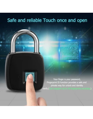 Αδιάβροχο ηλεκτρονικό λουκέτο πέταλο αφής με δαχτυλικό αποτύπωμα - Keyless USB Touch Padlock Fingerprint Unlock με ανθεκτικό περίβλημα για πόρτες - μηχανές - ποδήλατα - αυτοκίνητα - αποσκευές κ.λ.π. OEM