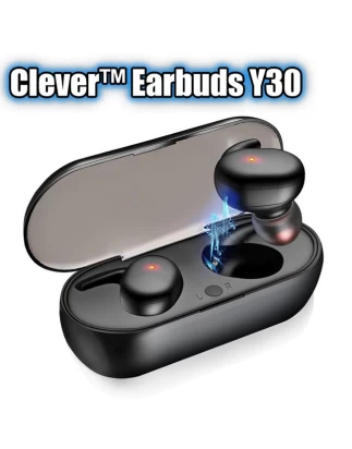 Clever Earbuds Y30  Aσύρματα Ακουστικά Bluetooth με θήκη φόρτισης  Βluetooth v5.0  Tεχνολογία ακύρωσης θορύβου  Πλήκτρο αφής και στα 2 ακουστικά  Led ενδείξεις επιπέδου μπαταρίας 