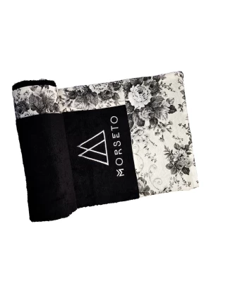 Πετσέτα Θαλάσσης MORSETO Luxury Black Floral 145 x 80cm