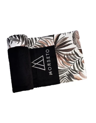Πετσέτα Θαλάσσης MORSETO Luxury Black Leaves 145 x 80cm