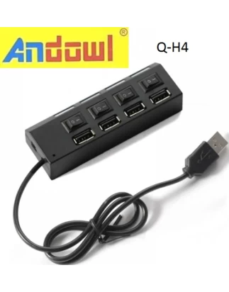USB 2.0 HUB 4 ΘΥΡΕΣ ΜΕ ΔΙΑΚΟΠΤΕΣ ANDOWL - Q-H4 